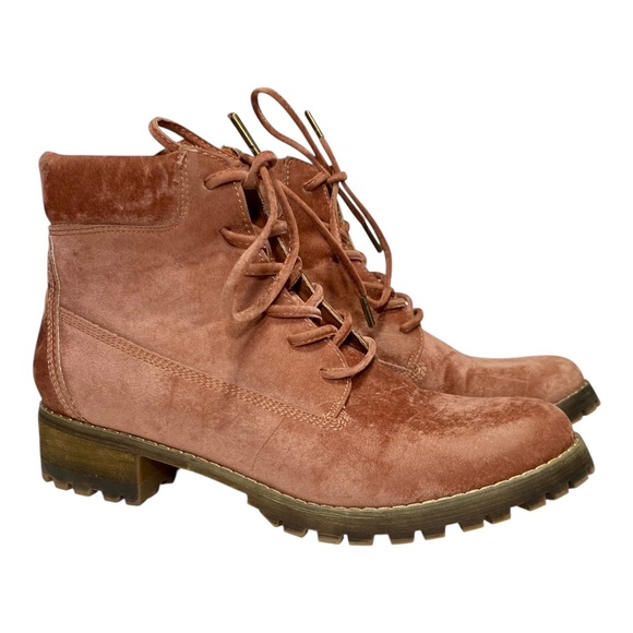 Mi.iM Sunset Velvet Lace-Up Boots Women’s Size 8.5 Wine Burgundy Ankle Booties - Picture 6 of 12